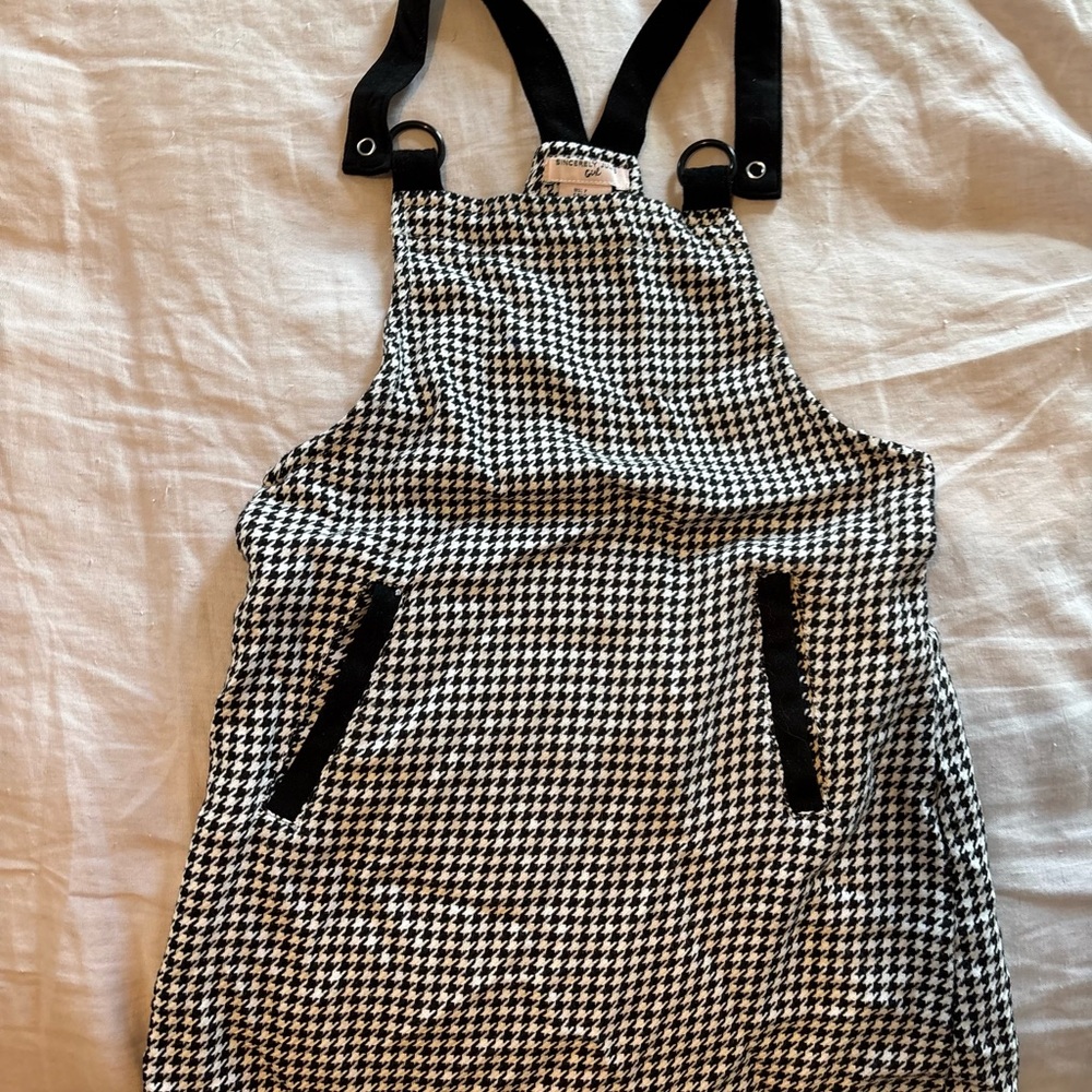 Sincerely Jules Black and White Houndstooth Kids Dress
